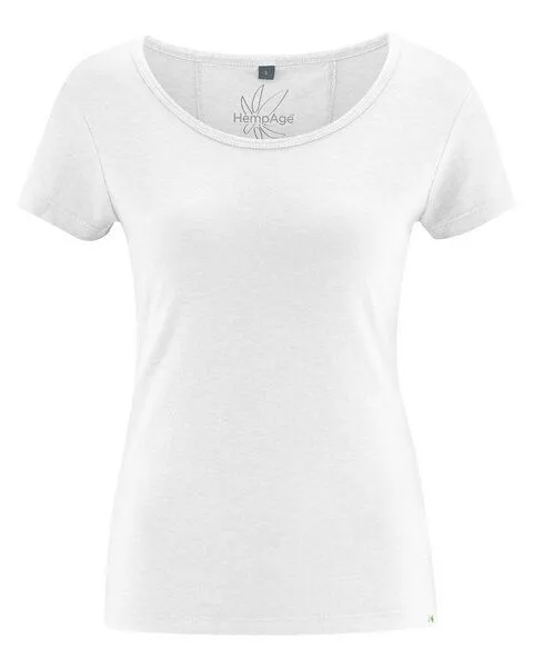 HempAge HempAge Damen T-Shirt THC Line Hanf/Biobaumwolle, White (weiß), – Produktbild 1 von 3