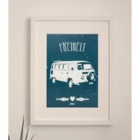 päfjes päfjes Freiheit - Bus Poster A4, Blau, – Produktbild 1 von 1