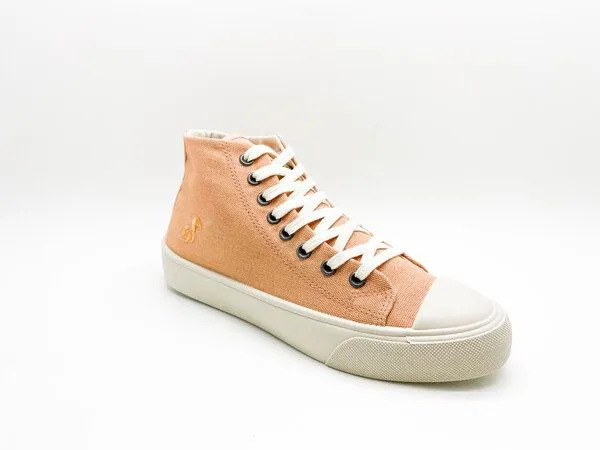 thies Veganer Sneaker "thies ® Natural Dye Cup Hi" aus Biobaumwolle, Apricot (orange), – Produktbild 3 von 4
