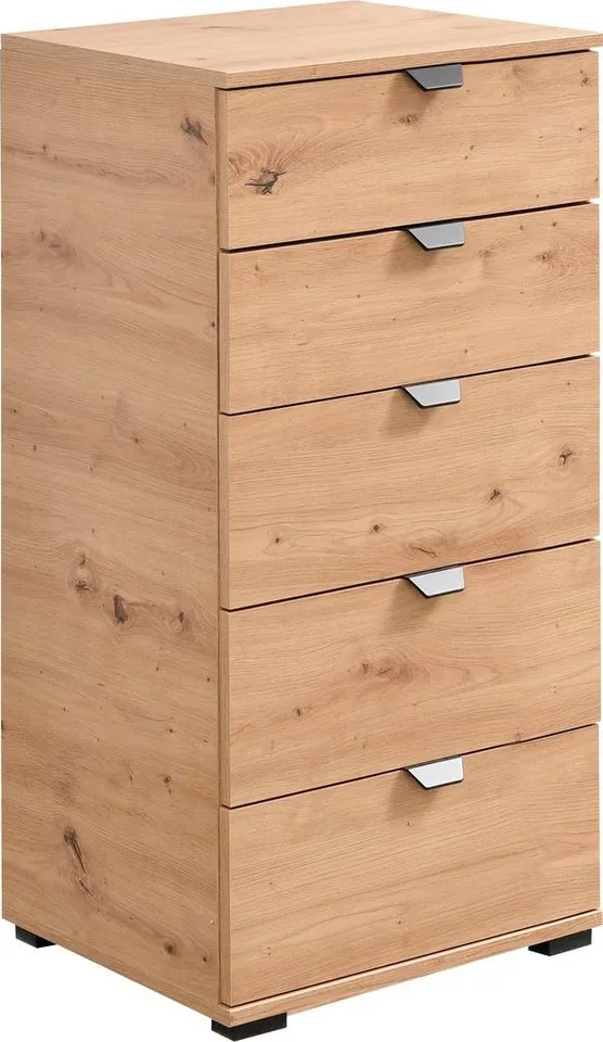 Home affaire Kommode Duero Schubkastenkommode, mit 5 Schubkästen, Breite ca. 45 cm, Höhe 95 cm, Beige, – Produktbild 3 von 5