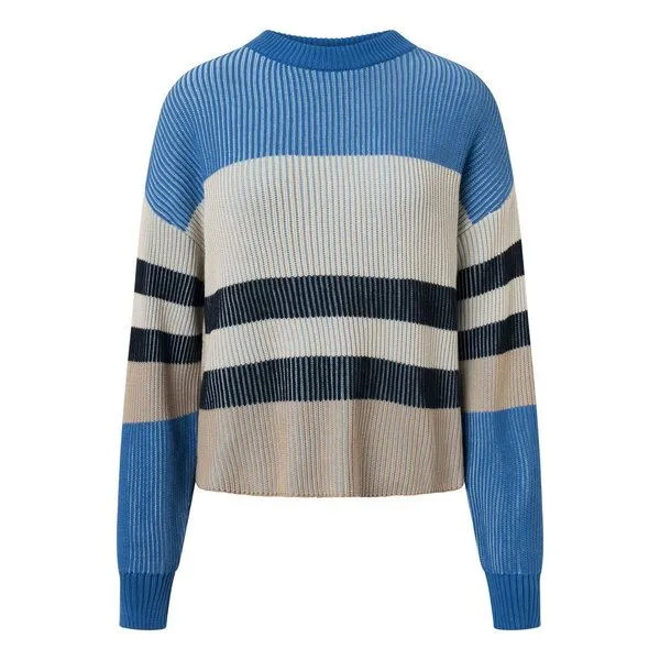 KnowledgeCotton Apparel KnowledgeCotton Apparel Strickpullover aus Bio-Baumwolle und Modal, Blau-weiß gestreift, – Produktbild 3 von 3