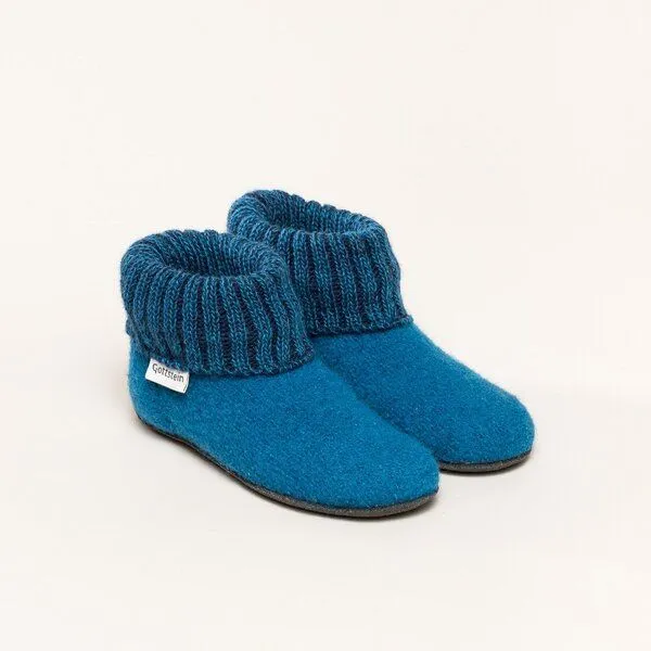 Gottstein Gottstein Kinder-Hüttenschuh Alpine Boot FE - Kinderhausschuh für Mädchen & Jungen aus 100% Schurwolle, Blau, – Produktbild 2 von 6