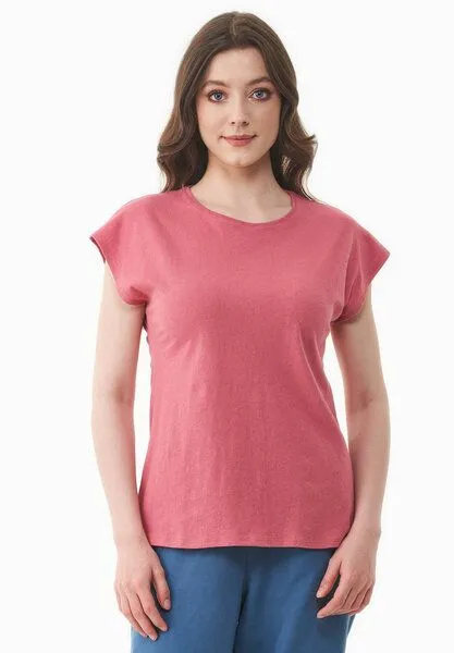 ORGANICATION ORGANICATION T-Shirt aus Bio-Baumwolle und Leinen, Rosa(desert rose), – Produktbild 1 von 4