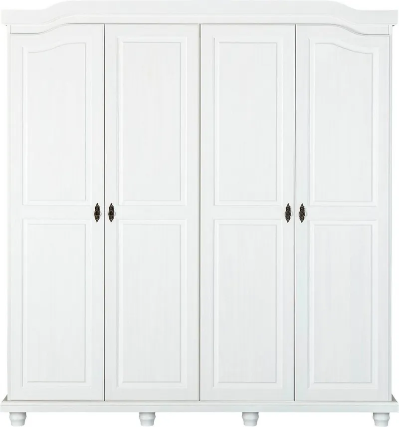 Inter Link Kleiderschrank Isny, Bauernschrank Kiefer Massivholz, FSC, Landhausstil Dielenschrank mit Soft-close Türen, BxTxH: 183,30 x 59,30 x 197,80 cm, Weiß, – Produktbild 3 von 5