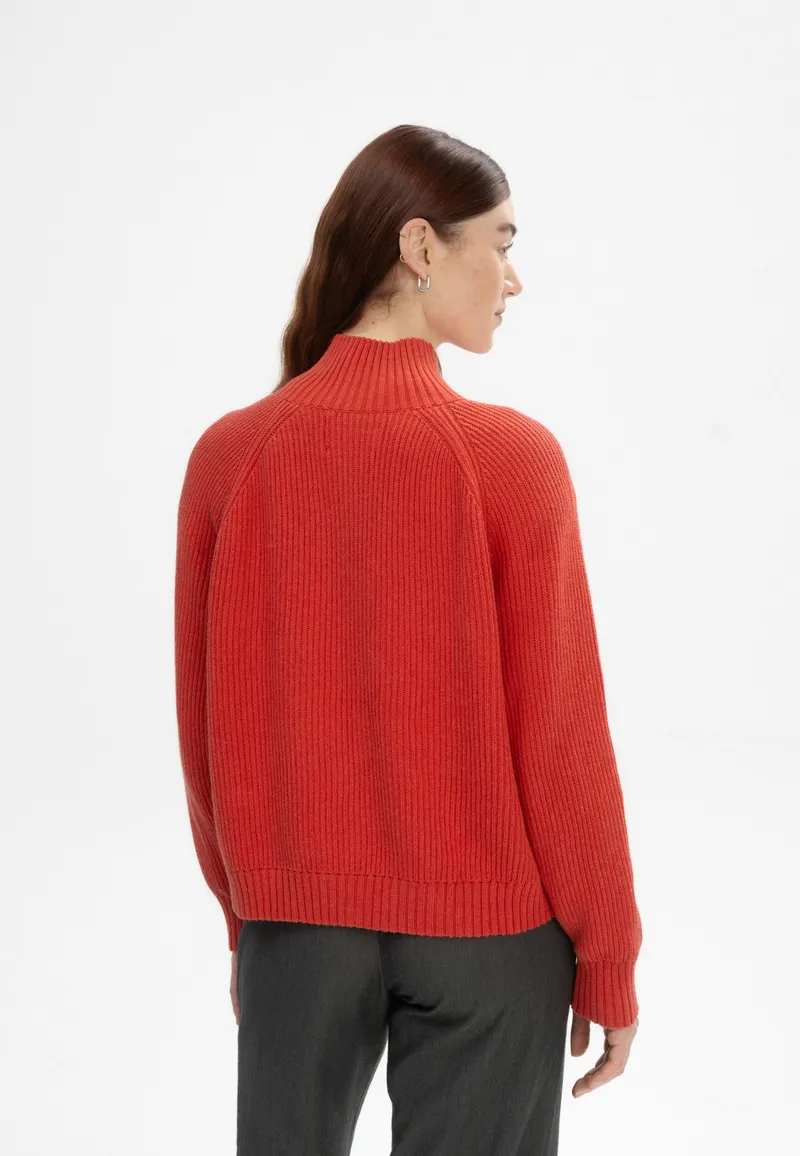 MELA MELA Damen vegan Strickjacke Rippe Kamuka Roter Apfel Melange, Rot, – Produktbild 1 von 2
