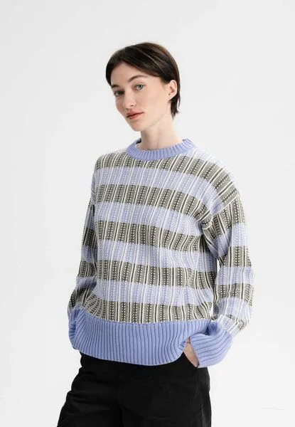 MELA Strukturierter Strickpullover ISHANI | von MELA | Fairtrade & GOTS zertifiziert, Forgetmenot gemustert, – Produktbild 1 von 4