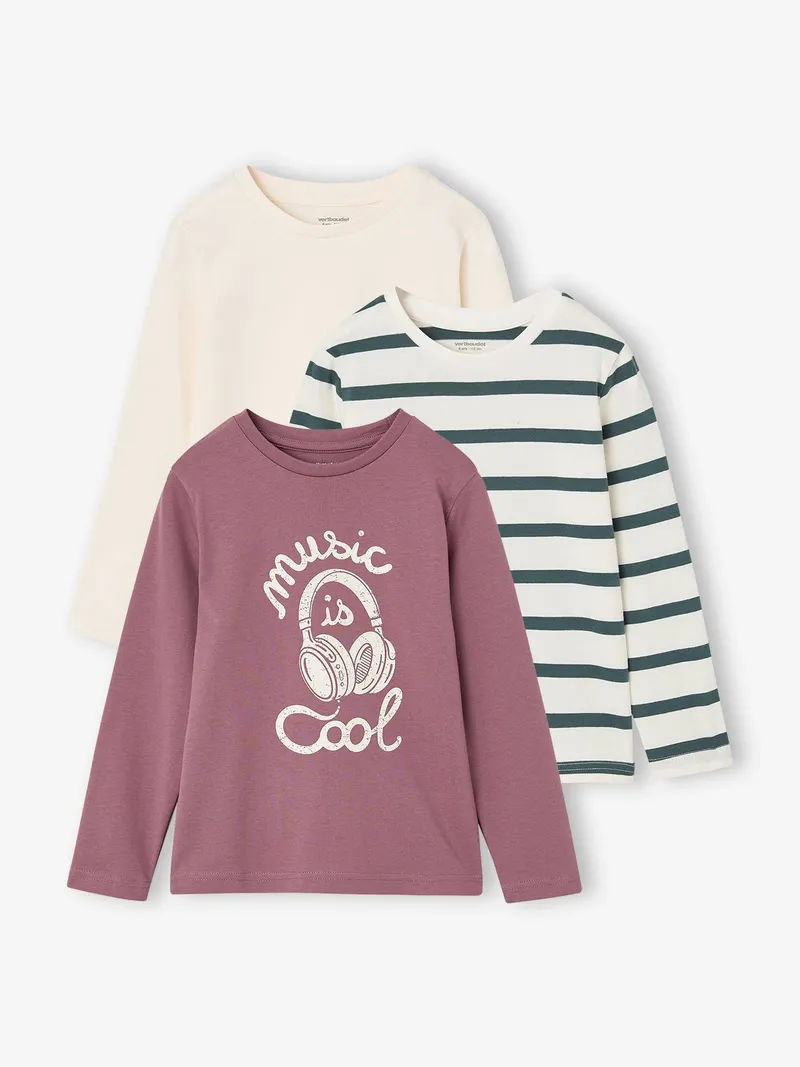 Vertbaudet 3er-Pack Shirts Jungen BASIC lila, Lila, – Produktbild 1 von 4