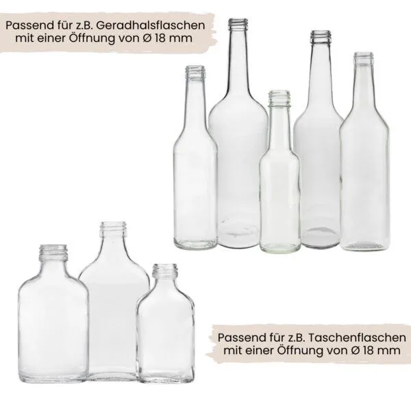 mikken mikken Ersatzdeckel PP28 für Glasflaschen Öffnung 1,8 cm Schraubdeckel, Silber, – Produktbild 4 von 4