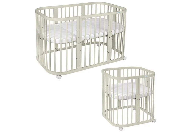 Waldin Waldin Babybett 7in1 mitwachsend, Beistellbett, Matratze, Rollen, Grün, – Produktbild 2 von 5