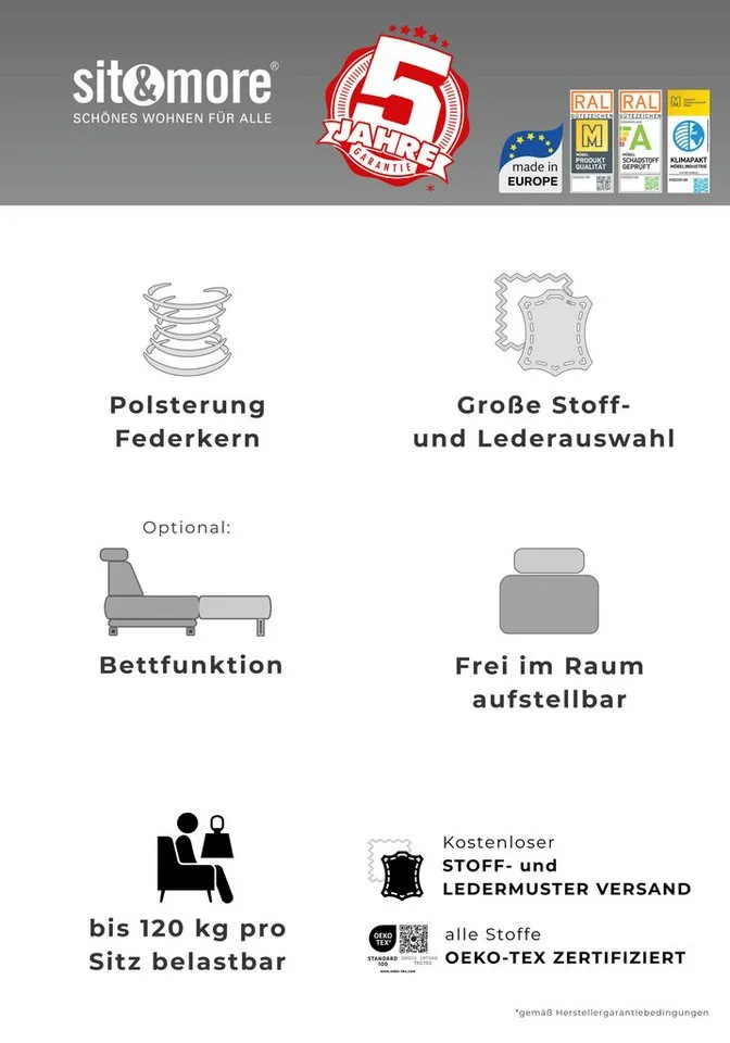 sit&more Polsterhocker Savona, B: 58 cm, individuell zu kombinieren, Beige, – Produktbild 4 von 5