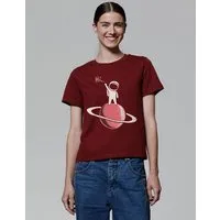watapparel watapparel T-Shirt Frauen Astronaut says Hi, Burgundy, – Produktbild 1 von 1