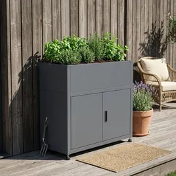 4betterdays 4betterdays Kräuterhochbeet mit Unterschrank 'Galvan' | 100x50x85 cm | Zubehör erhältlich | verzinkt & pulverbeschichtet | anthrazit | robust und wetterfest – Produktbild 1 von 1