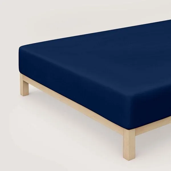 Schlafgut Schlafgut Boxspring Spannbettlaken Pure 95% Biobaumwolle, 5% Elasthan - Matratzenhöhe bis 40cm, Blue deep, – Produktbild 1 von 4