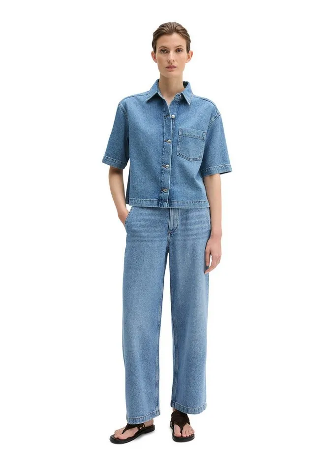 Marc O'Polo Marc O'Polo Jeansbluse aus Lyocell-Leinen-Baumwolle-Mix, Blau, – Produktbild 4 von 4