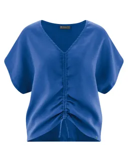 HempAge Hempage Damen vegan Sommerbluse Mit Raffungen Königsblau – Produktbild 1 von 1