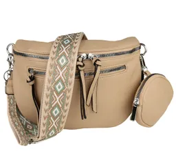 MIRROSI Bauchtasche Damen Taschen, Umhängetasche, Brusttasche, 30x20x9cm Veganes Leder (Schultertasche für jeden Anlass, (dazu 1x Münzbeutel und 1x Schlüsselband), Crossbody Bag, Bohemian gemusterten& verstellbaren Schulterriemen – Produktbild 1 von 1