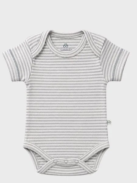 OrganicEra OrganicEra Bio-Kurzarm Babybodys für Neugeborene, 2-teiliges Set, Grey melange (grau), – Produktbild 3 von 4