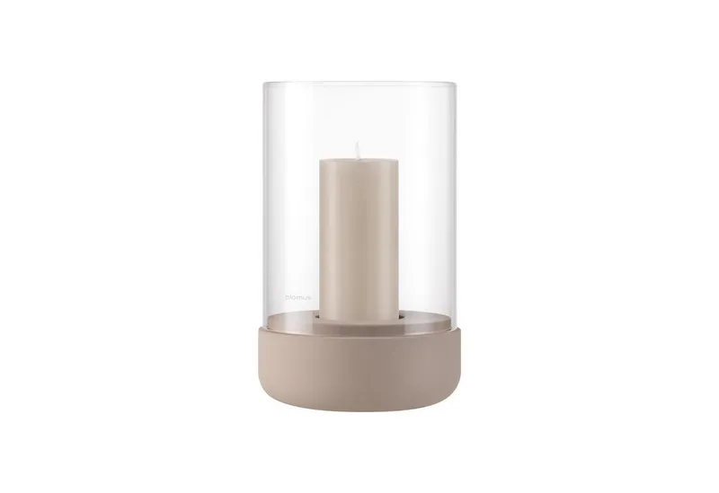 blomus Windlicht -CALMA- Glas Kerzenhalter, Stimmungslicht: modernes Deko-Design (1 St. ), Exklusive Betonoptik, Handgefertigt, Verschiedene Größen & Farben, Braun, – Produktbild 1 von 2