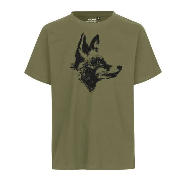 HANDGEDRUCKT HANDGEDRUCKT "Reineke Fuchs" Unisex T-Shirt, Military, – Produktbild 1 von 2