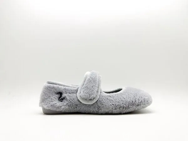 thies Veganer Hausschuh "thies ® Rec Fur Ballerina" aus ultraweichem, recyceltem Fell, fair produziert, Grey (grau), – Produktbild 2 von 4