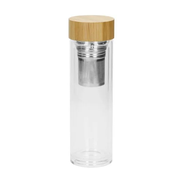 elasto elasto Glasflasche mit Teeeinsatz - dekorativer Deckel 0,45 l, Natur, – Produktbild 1 von 4