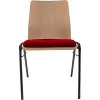 Besucherstuhl "A1" Buche, Gestell schwarz, Steg, Sitzpolster rot – Produktbild 1 von 1