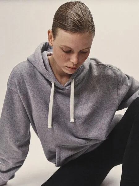 WOTE WOTE Hoodie Sweatshirt aus Organic Cotton - Bio Baumwolle, Grau melange, – Produktbild 4 von 4