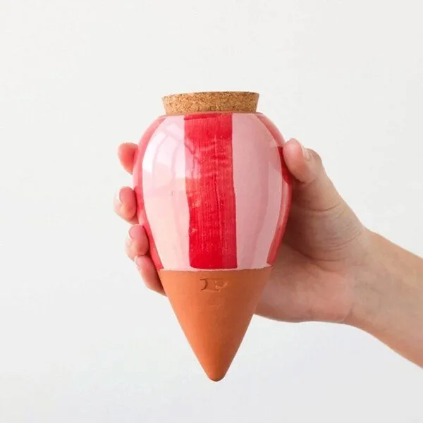 Pepin Pepin Wasserspender Olla aus Ton, Rosarote streifen, – Produktbild 1 von 4