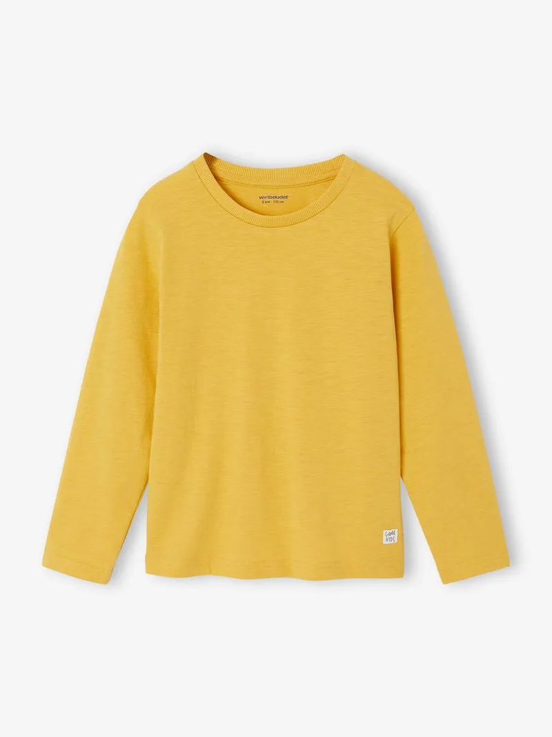 Vertbaudet Jungen Langarmshirt BASIC, Hellgelb, – Produktbild 1 von 3