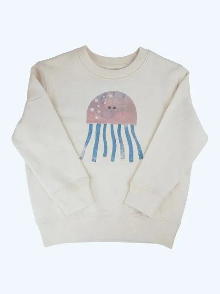 MelaDi Meladi Kinder Sweater aus Biobaumwolle - Qualle auf Natural White, White, – Produktbild 6 von 7