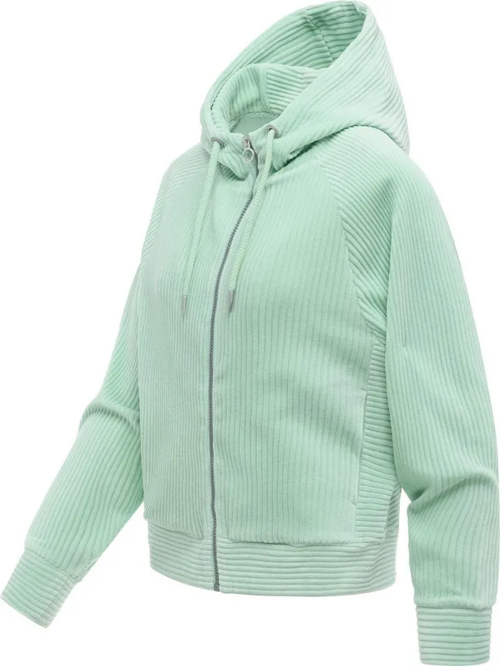 ragwear ragwear Sweatjacke Corduly Cordy Freizeitjacke Zip-Hoodie aus weichem Kord in Samt-Haptik, Grün, – Produktbild 3 von 4