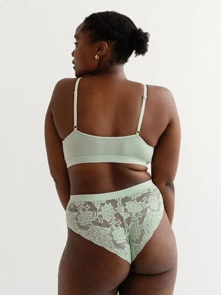 erlich textil erlich textil Alisa bügelloses Bustier mit Spitze aus weichem Modal, made in Europe, Salbei, – Produktbild 5 von 5