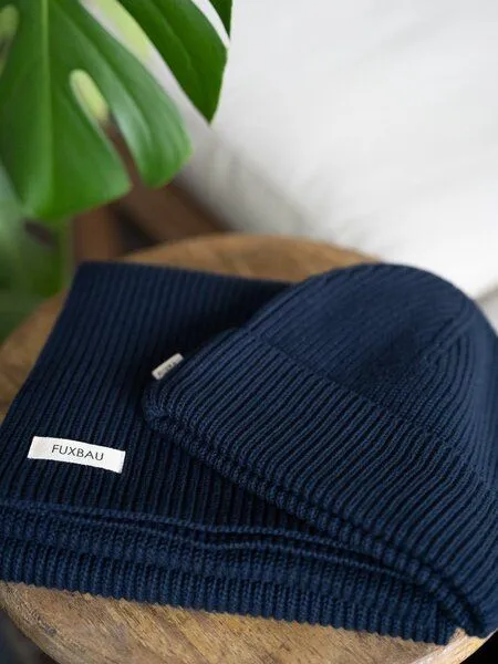 FUXBAU FUXBAU 4Seasons Strickschal, Navy, – Produktbild 3 von 4