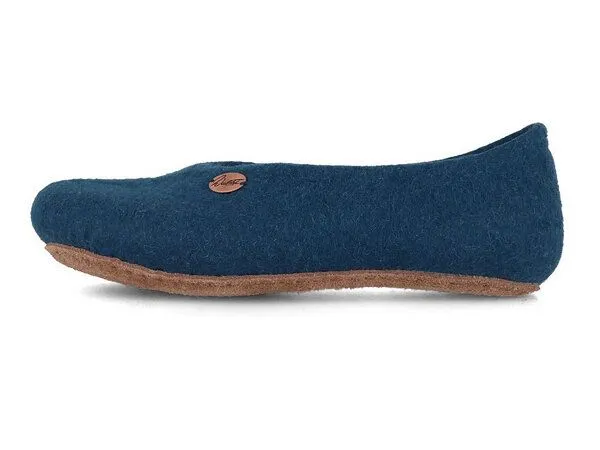 WoolFit WoolFit Ballerina Hausschuhe mit vegetabiler Ledersohle und Filzeinlage, Blau, – Produktbild 4 von 4
