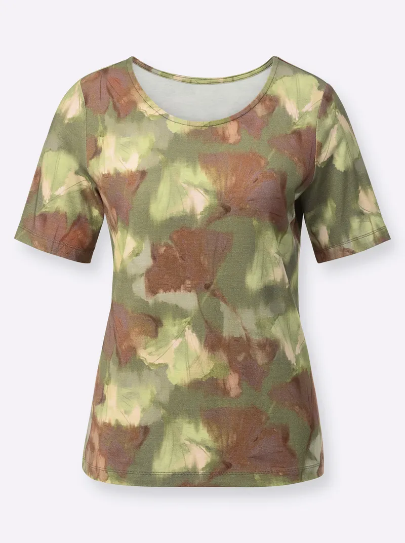 Witt Kurzarmshirt khaki-lindgrün-bedruckt, Khaki-lindgrün-bedruckt, – Produktbild 2 von 2
