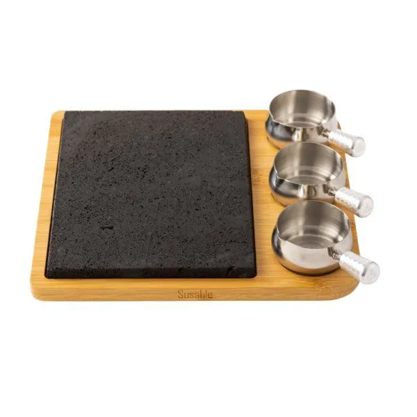 Susable Susable PFAS-Frei Raclette Lava Stein Tisch Grillset 3 Soßen-Töpfe – Produktbild 3 von 6