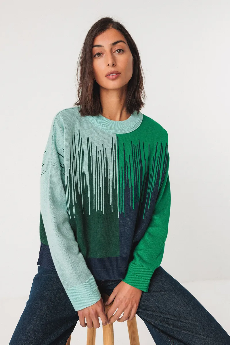 SKFK SKFK Damen vegan Pullover Ismene Mehrfarbig, Extra dunkelblau, – Produktbild 1 von 2