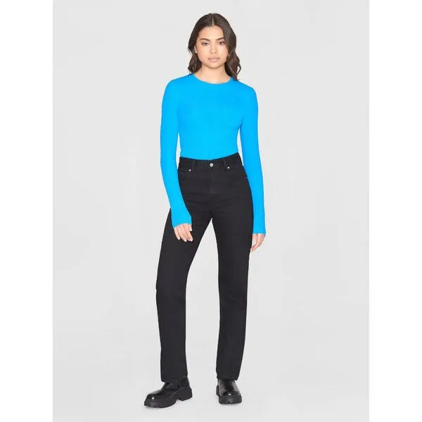 KnowledgeCotton Apparel KnowledgeCotton Apparel Langarmshirt - Rib Scoop neck long sleeved - aus Bio-Baumwolle, Blau (malibu blue), – Produktbild 2 von 3