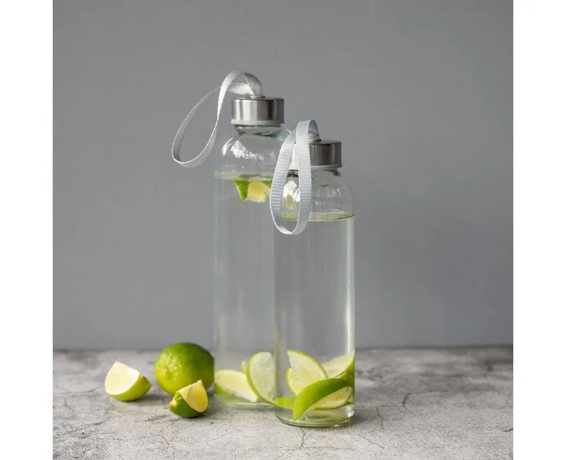 elasto elasto Glasflasche mit Trageschlaufe "Pure", Grau, – Produktbild 8 von 8