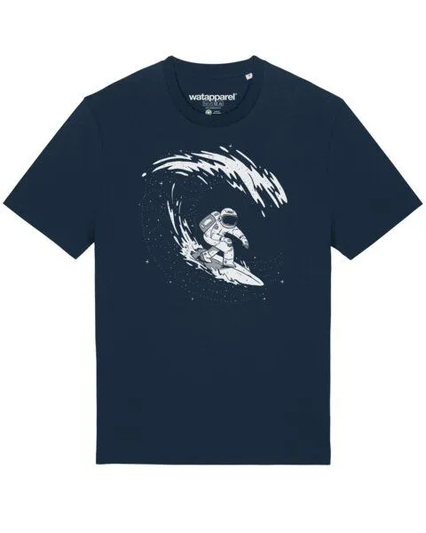 watapparel watapparel T-Shirt Unisex Surfing Spaceman, French navy, – Produktbild 1 von 3