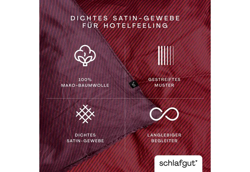 Schlafgut Schlafgut Kissenbezug Premium Kissenbezug Woven Fade Satin (1 St), (1 Stück), Ton-in-Ton Reißverschluss, Fadendichte von 300tc, Streifen, OEKO Tex, Rot, – Produktbild 3 von 5