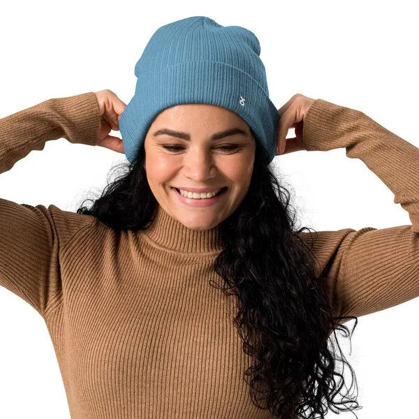 Rippenmütze aus Bio-Baumwolle Unisex - PepMelon weißes Logo, Blau, – Produktbild 3 von 4