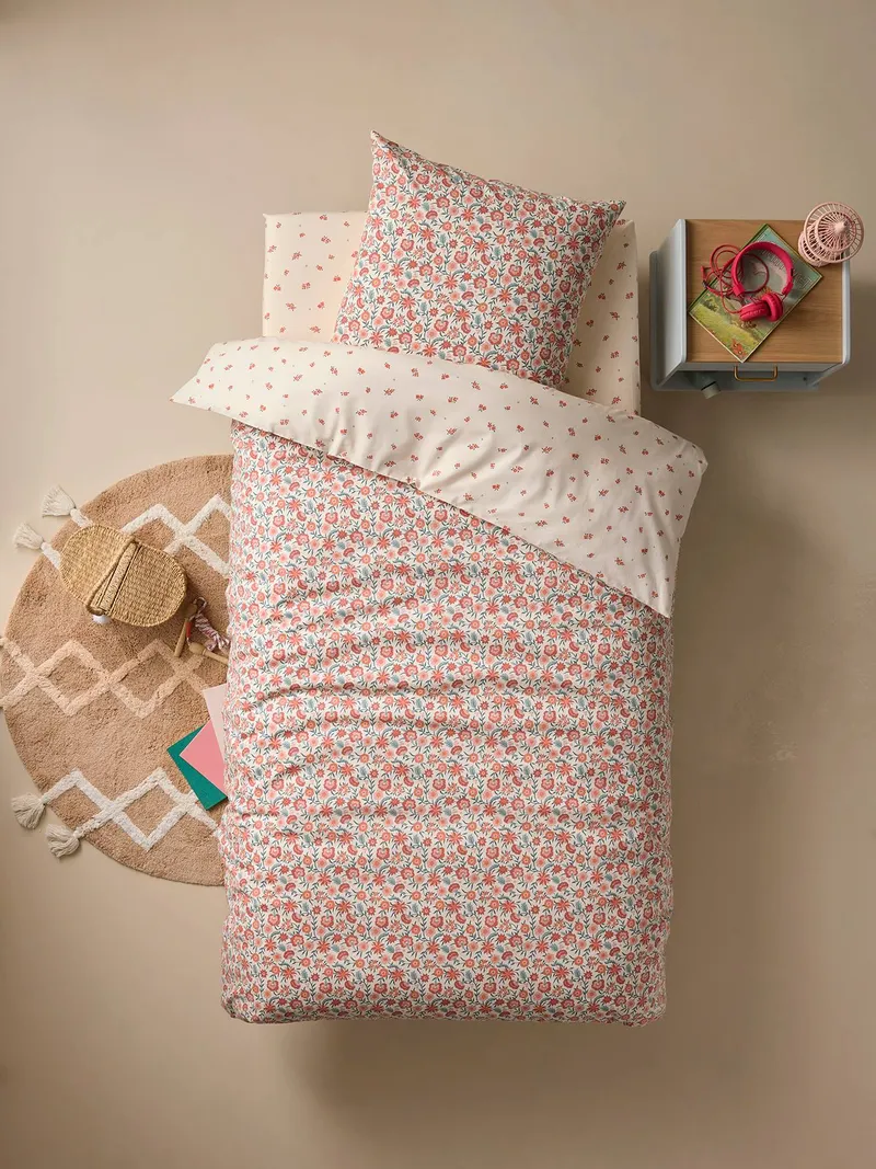 Vertbaudet Kinder Bettwäsche-Set HIPPIE BLUMENMÄDCHEN, Beige/mehrfarbig, – Produktbild 4 von 4