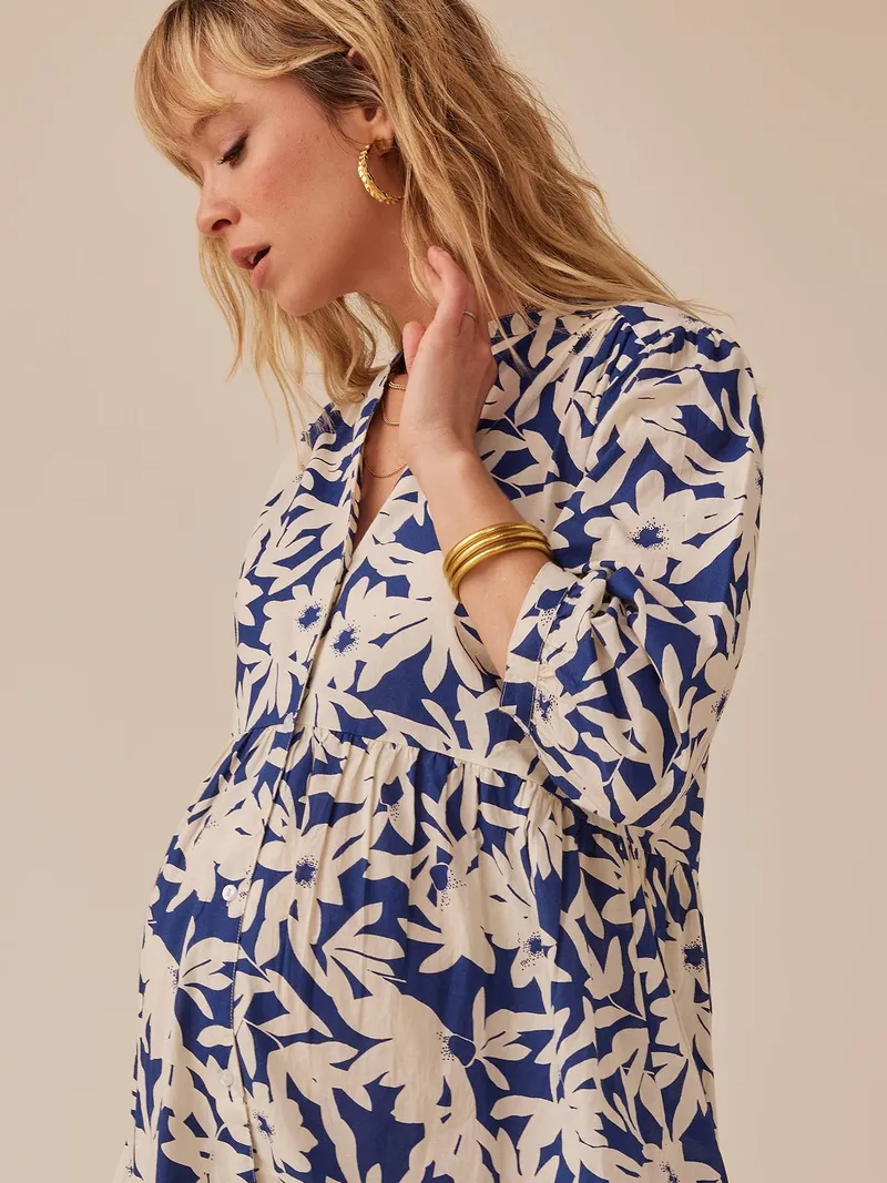 Envie De Fraise Langes Boho-Kleid für Schwangerschaft & Stillzeit ENVIE DE FRAISE, Königsblau, – Produktbild 3 von 4