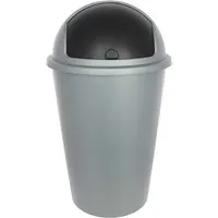 Abfalleimer mit Schiebedeckel, silber, 50 l – Produktbild 1 von 1