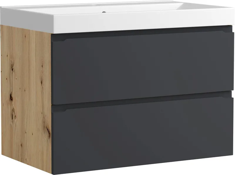 welltime Waschtisch CABO, Waschtisch, matt grau, griffloses Design, Grau, – Produktbild 2 von 5
