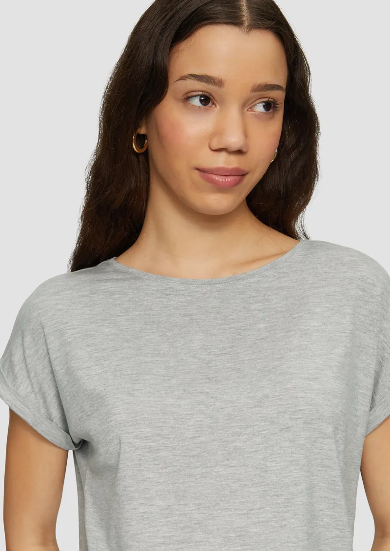 QS QS T-Shirt aus Lyocellmix, Grau, – Produktbild 3 von 4
