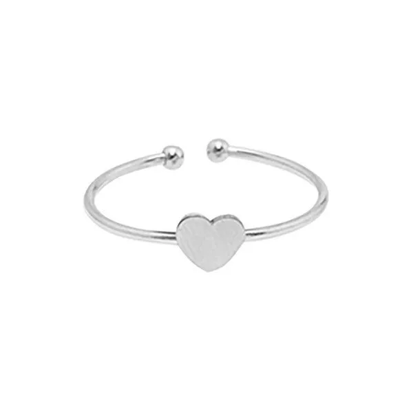 ELEKTROPULLI Größenverstellbarer Fine Heart Ring ca. Ø 17 - 19mm von Elektropulli, Silber, – Produktbild 1 von 1