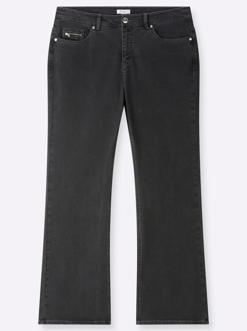 sheego Bootcut-Jeans black denim, Black denim, – Produktbild 1 von 2
