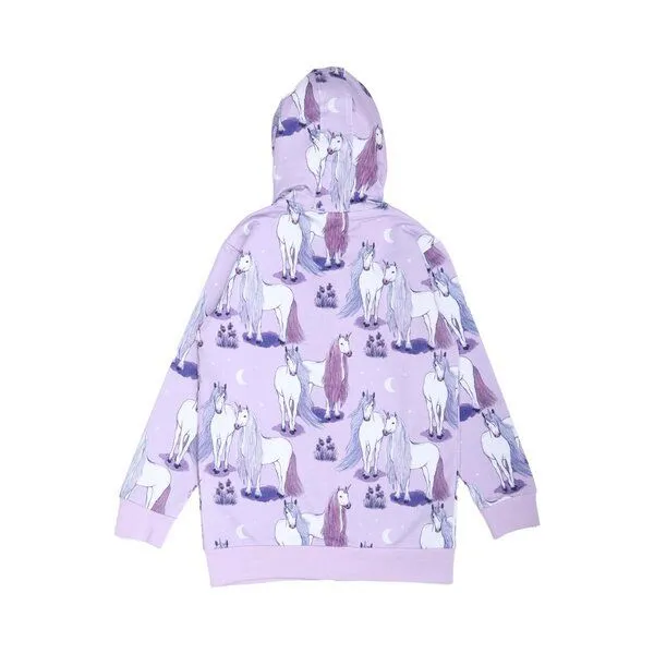 Walkiddy Kinder Sweatjacke GOTS zertifiziert Bio-Baumwolle, Lila, Einhorn-Muster, Walkiddy – Produktbild 2 von 2